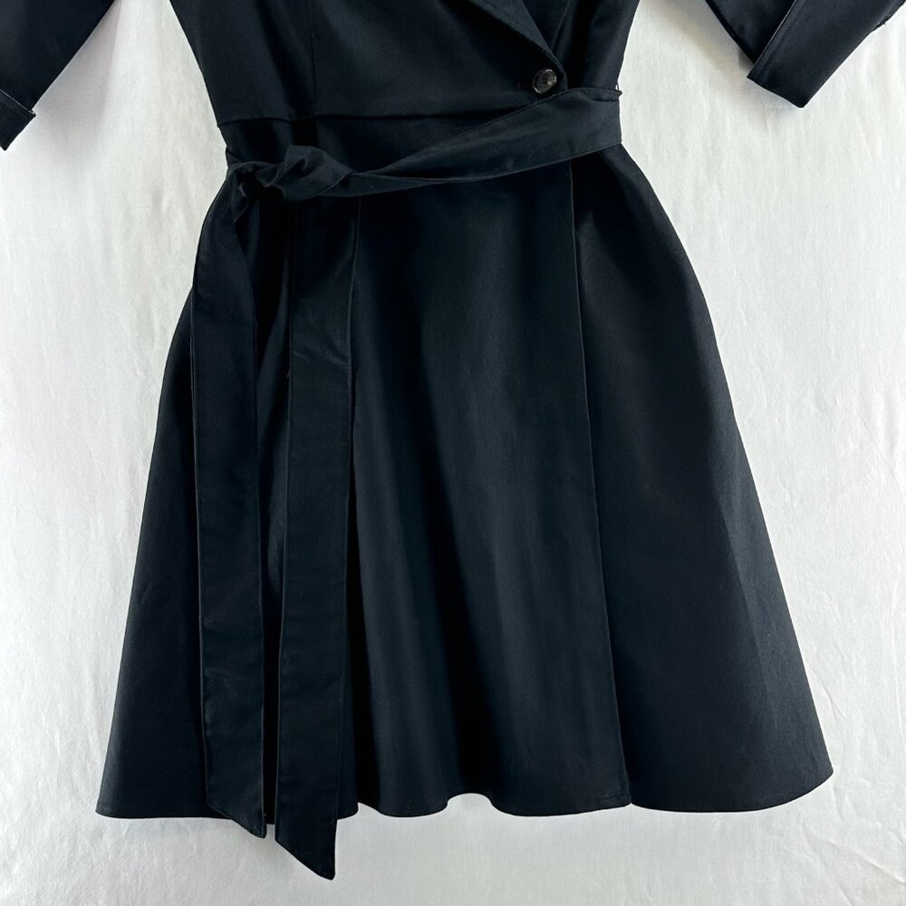 Betabrand Wrap Jacket Dress Womens M Trench Coat Pockets Belted 3/4 Sleeve Black - Picture 9 of 13